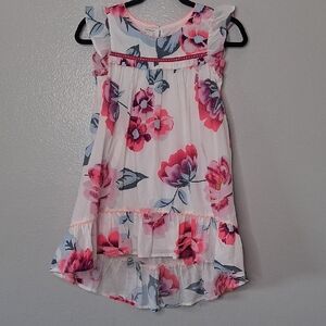 Monsoon Girls Sundress Sleeveless High Low Hem Floral Ivory Pink Purple 10 copy